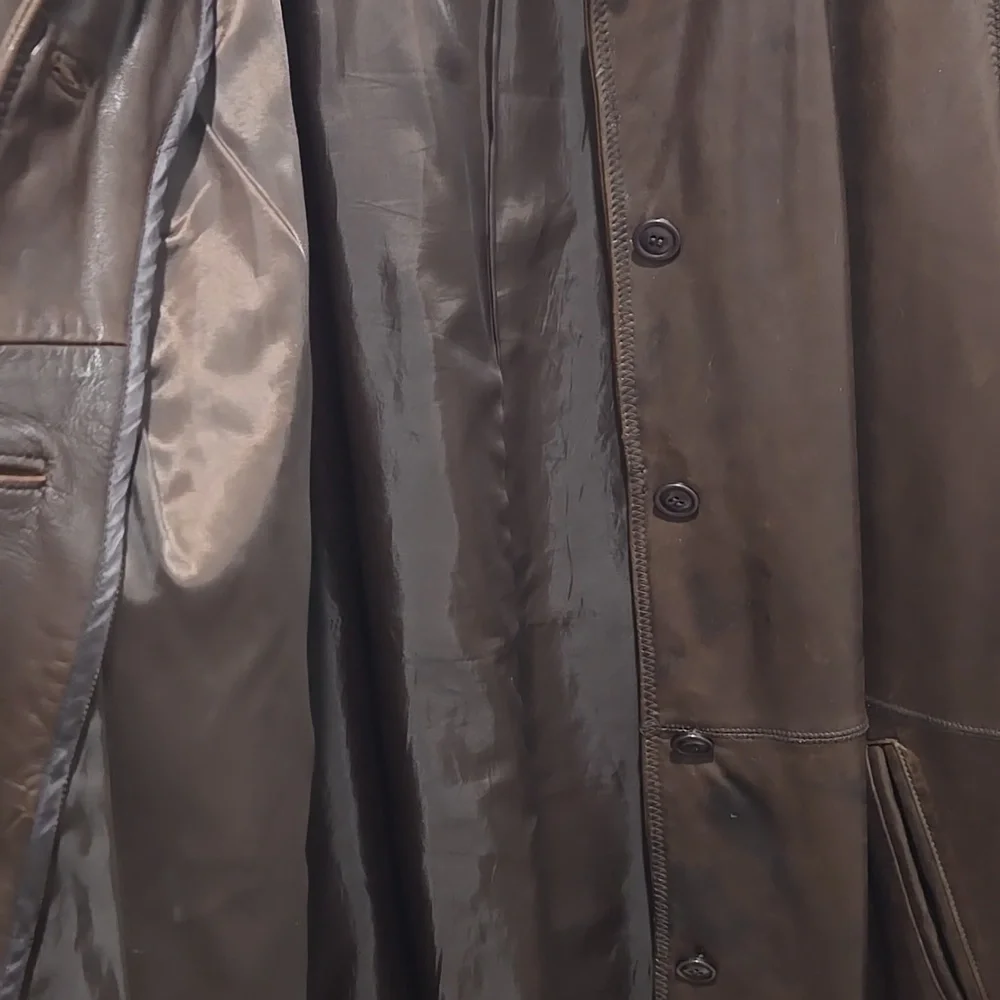 Vintage Gallery genuine lamb leather chocolate brown button down jacket coat XL